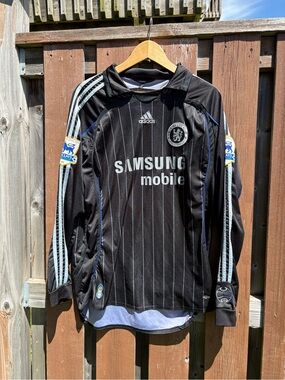 Chelsea FC Jersey 2005-06 Joe Cole #10 Long Sleeve Kit Adidas Striped Barclays